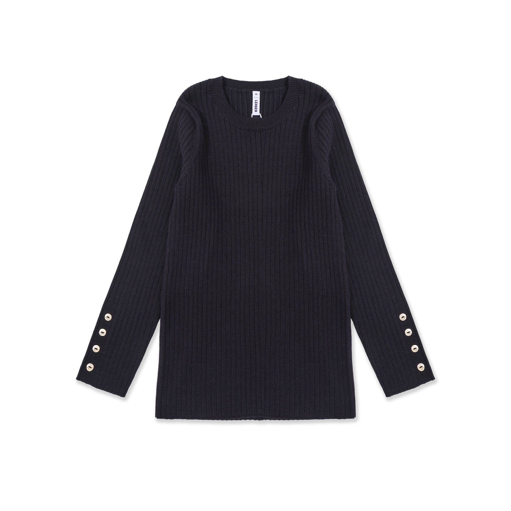 Essential Ribbed Button-Cuff Sweater 277 Navy / 18