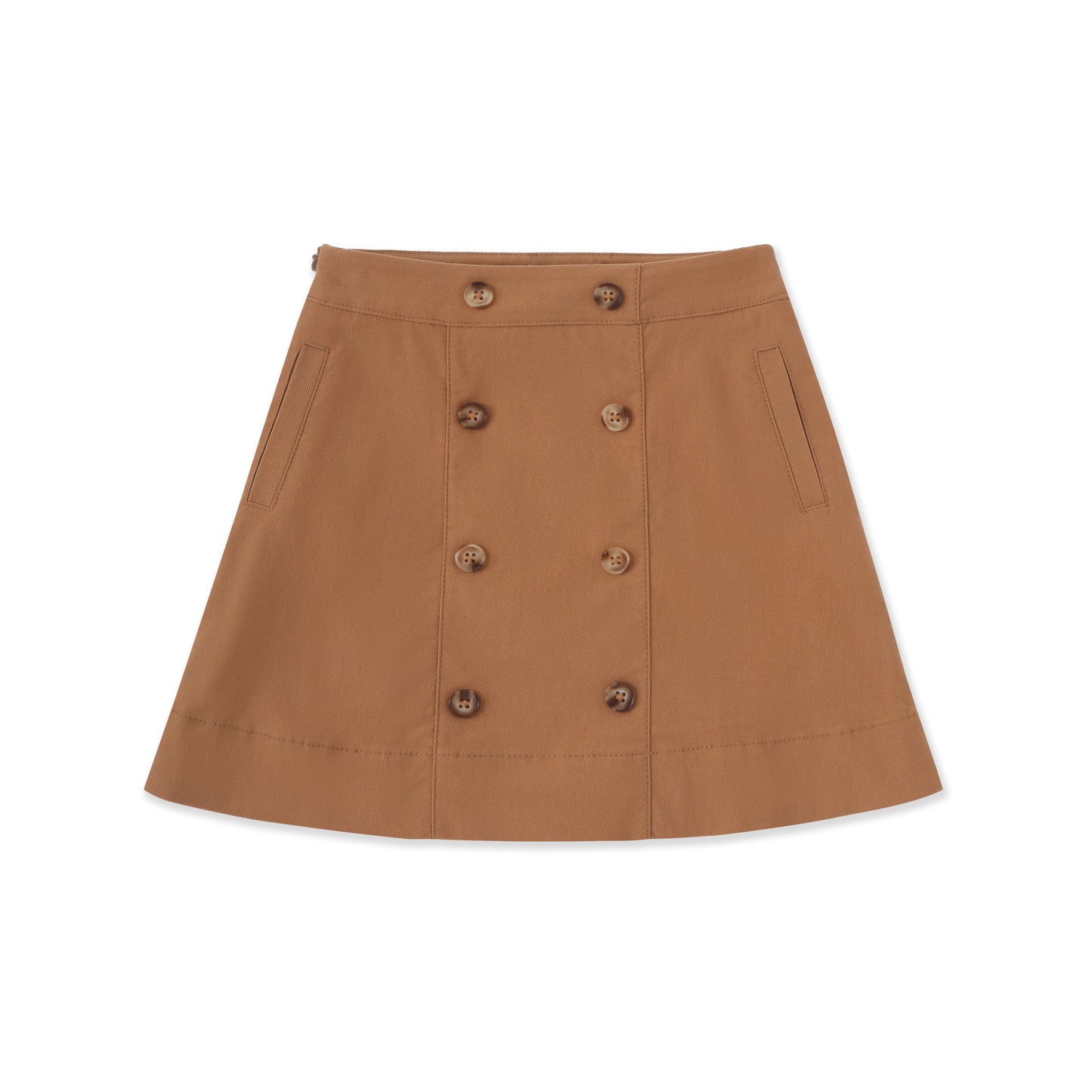 Button Detail A-Line Skirt — Stretch Bengaline 500 Cream / 18