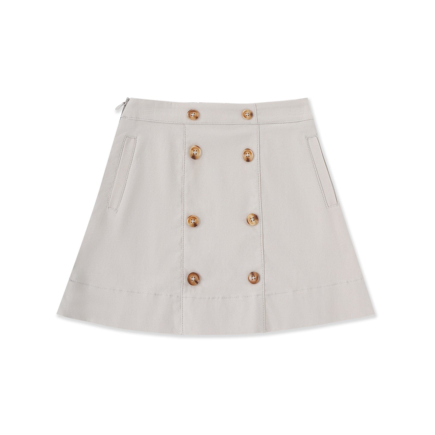 Button Detail A-Line Skirt — Stretch Bengaline 500 Beige / 18