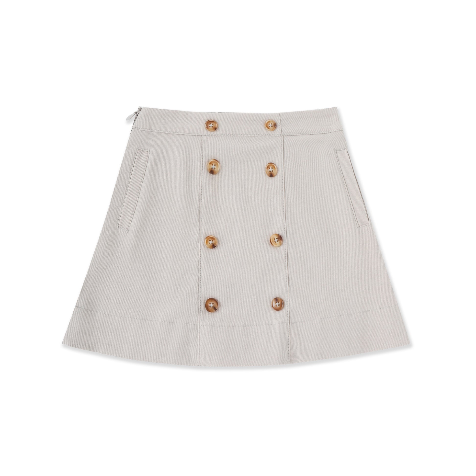 Button Detail A-Line Skirt — Stretch Bengaline 500 Beige / 18
