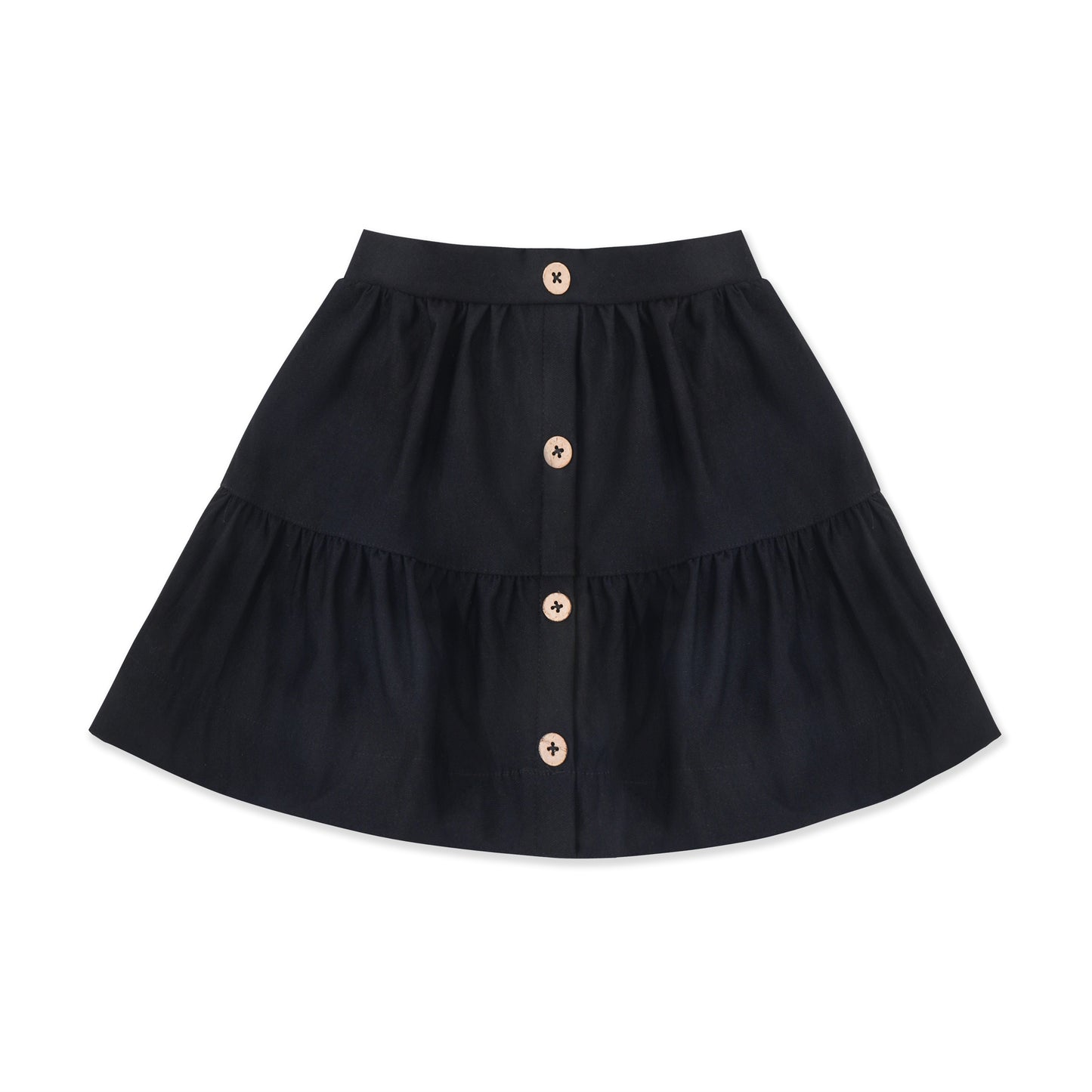 Tiered Button Skirt — Stretch Bengaline 501 Black / 18