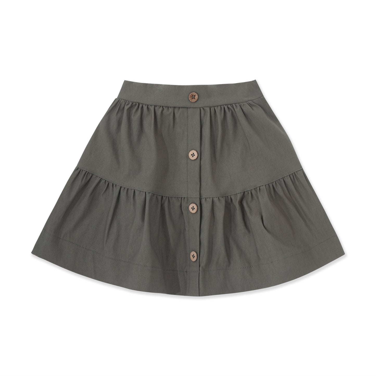 Tiered Button Skirt — Stretch Bengaline 501 Green / 18