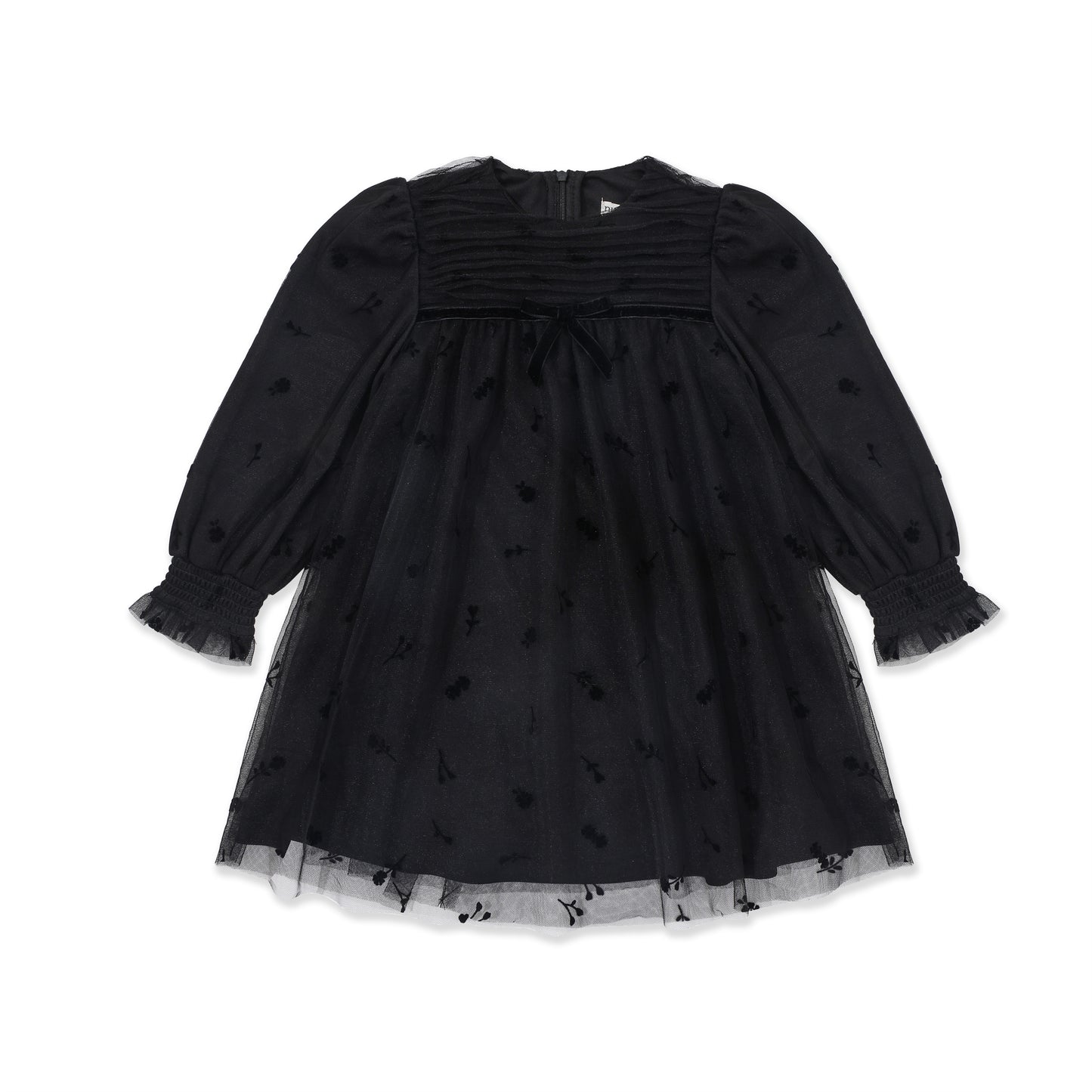 Flutter Bow Smock Dress 509 Black / 14