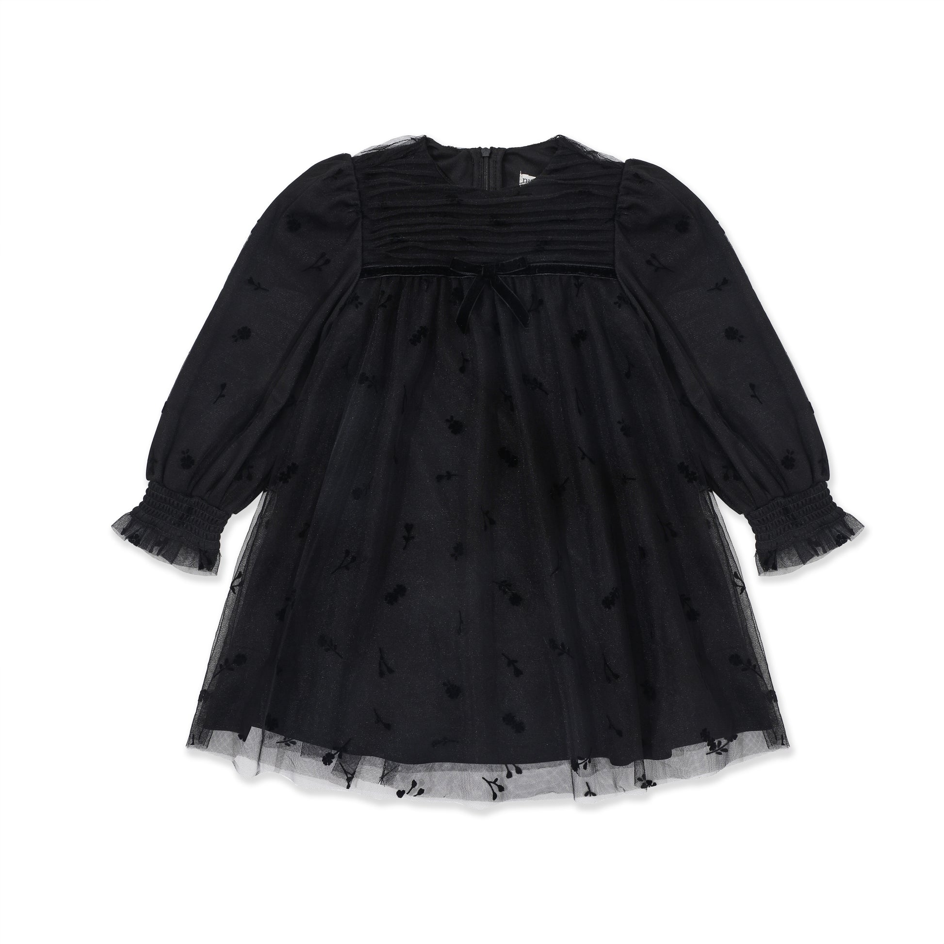 Flutter Bow Smock Dress 509 Black / 14