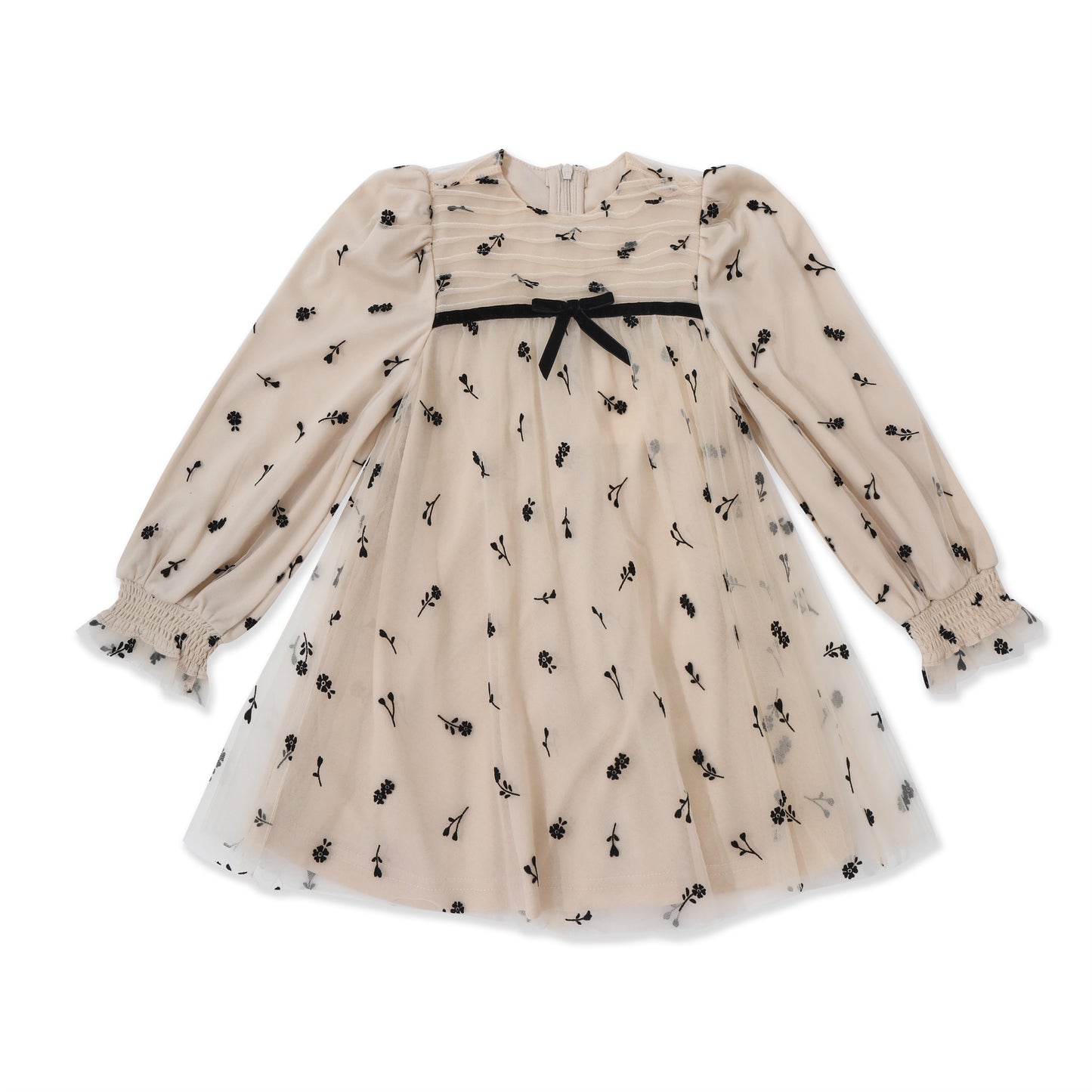 Flutter Bow Smock Dress 509 Beige / 14