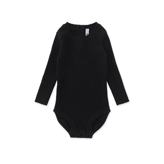 Ribbed Long Sleeve Bodysuit 519 Black / 0-3