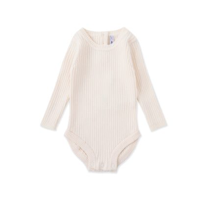 Ribbed Long Sleeve Bodysuit 519 Beige / 0-3