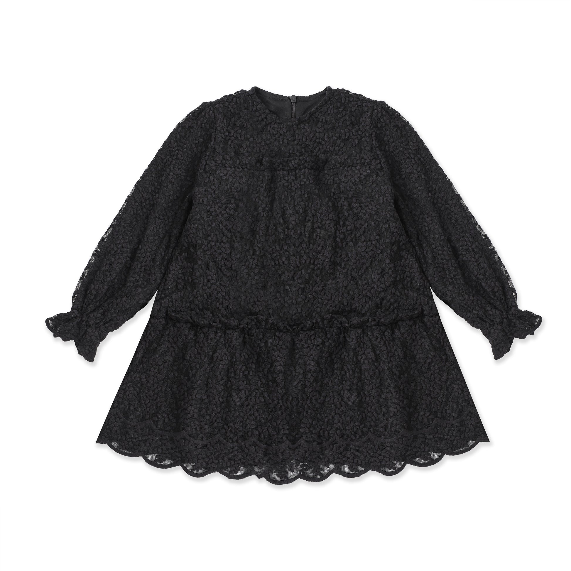 Tiered Bow Detail Dress — Textured Knit 520 Black / 14