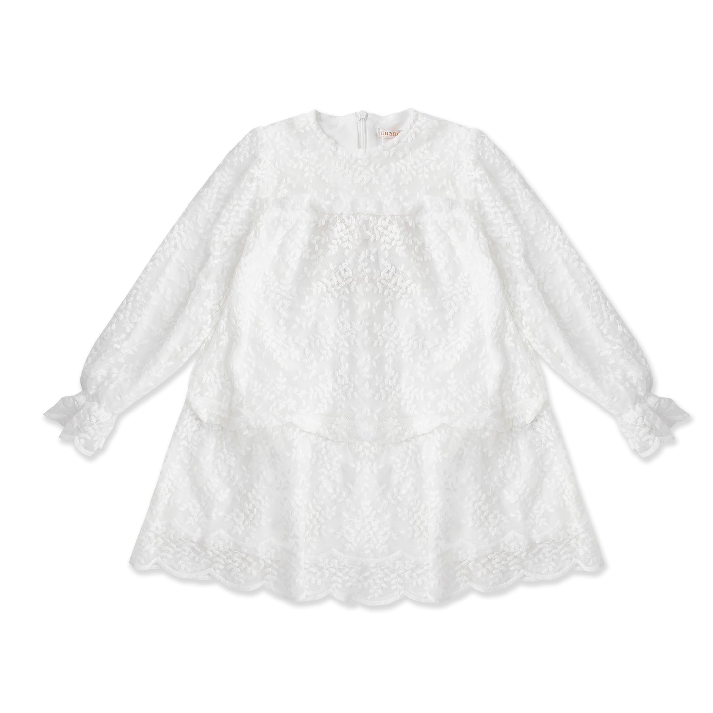 Tiered Bow Detail Dress — Textured Knit 520 Cream / 14