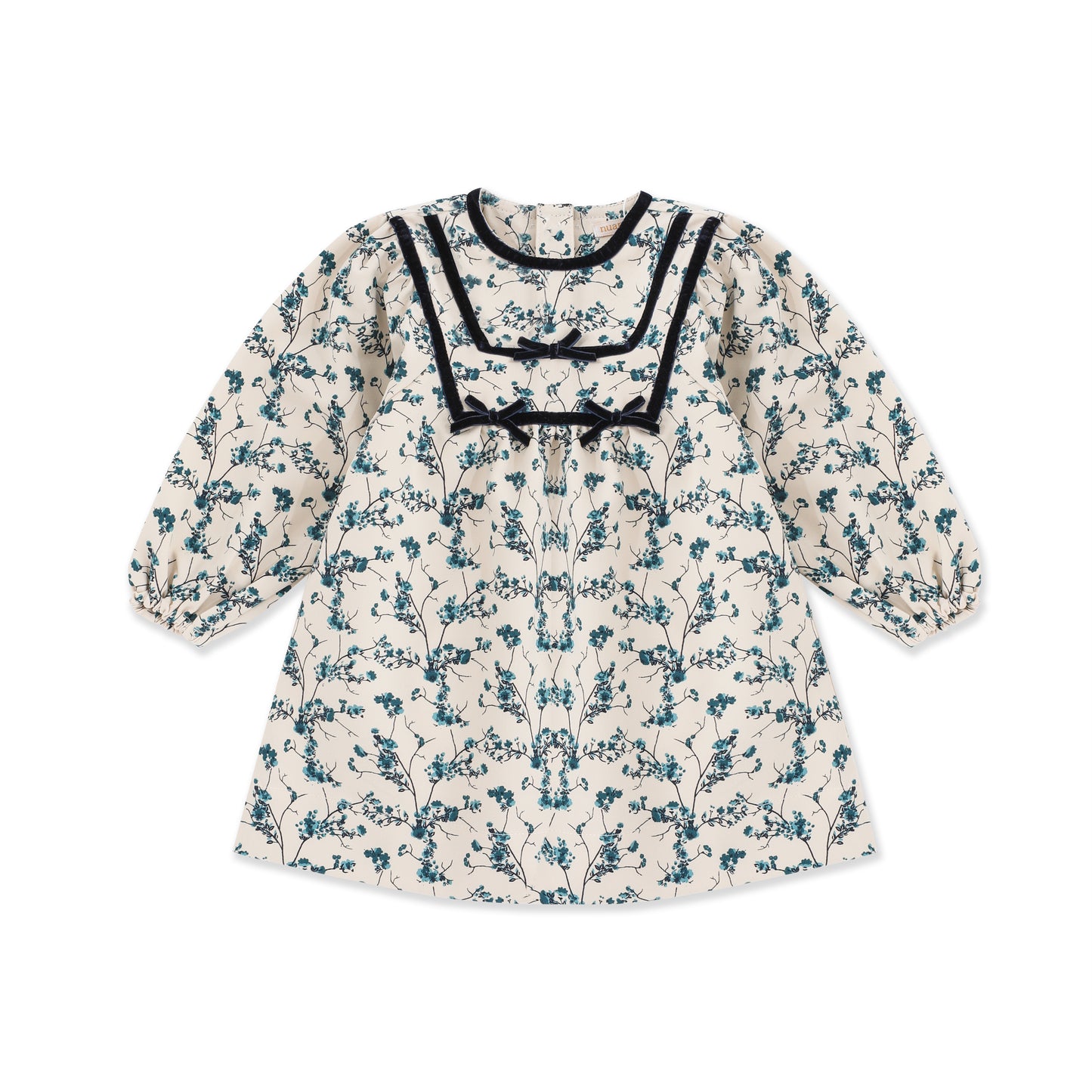 Vintage Collar Floral Dress — Printed Woven 521 Teal / 14