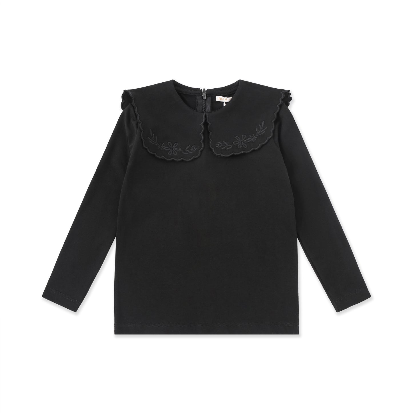 Embroidered Yoke Jersey Top 522 Black / 16