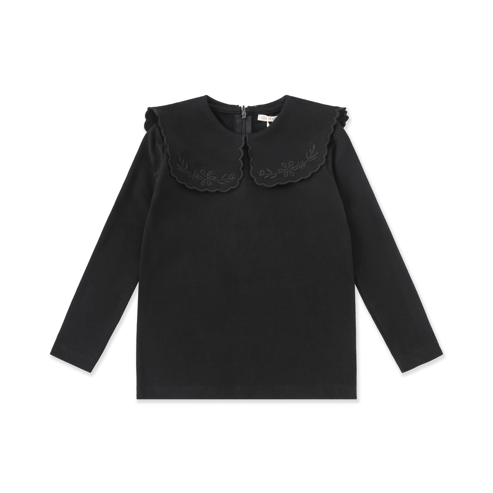 Embroidered Yoke Jersey Top 522 Black / 16