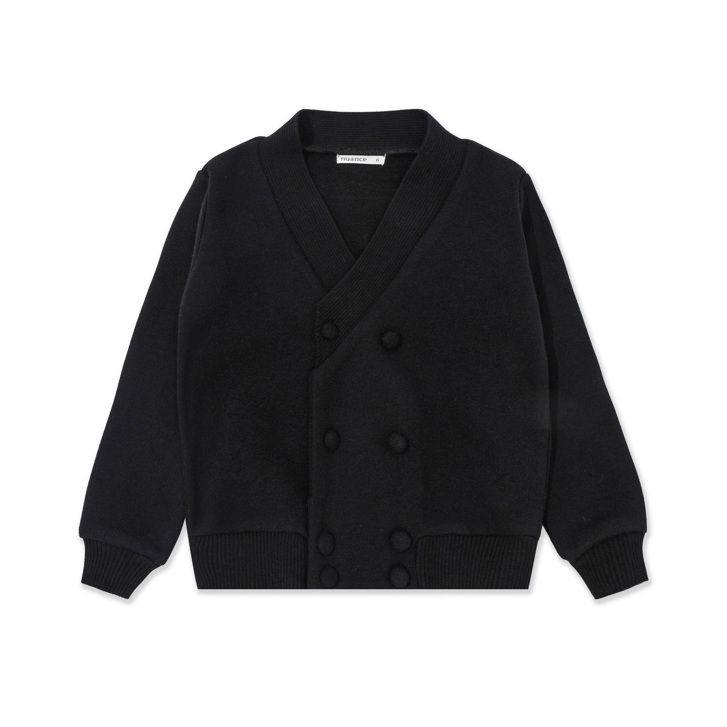 Boys’ Stretch Knit Cardigan — Tweed Look 524 Black / 14