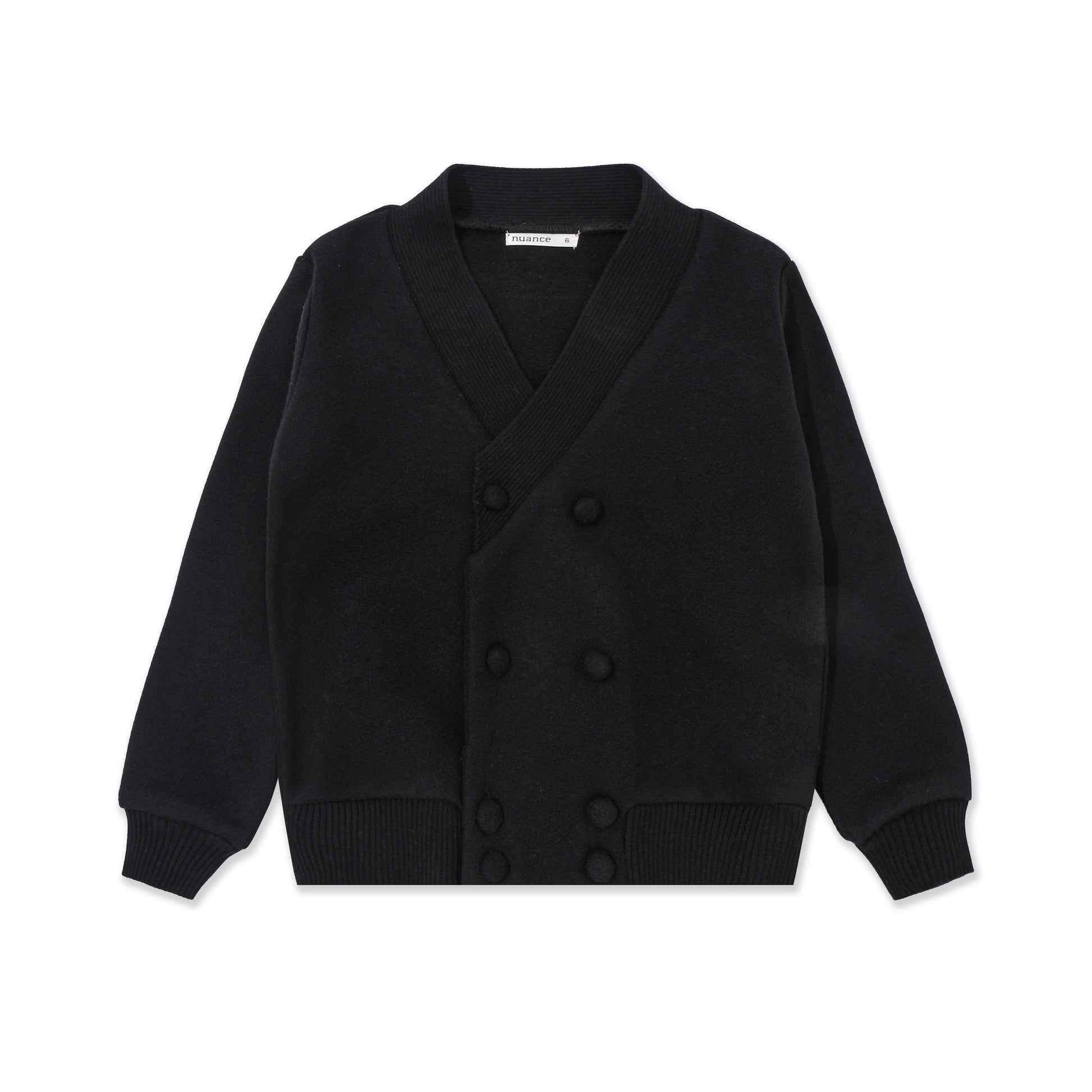 Boys’ Stretch Knit Cardigan — Tweed Look 524 Black / 14