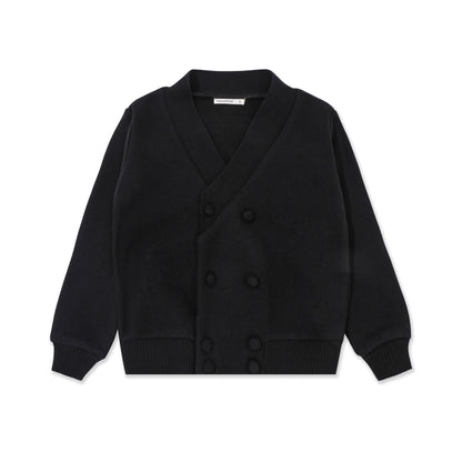 Boys’ Stretch Knit Cardigan — Tweed Look 524 Black / 14