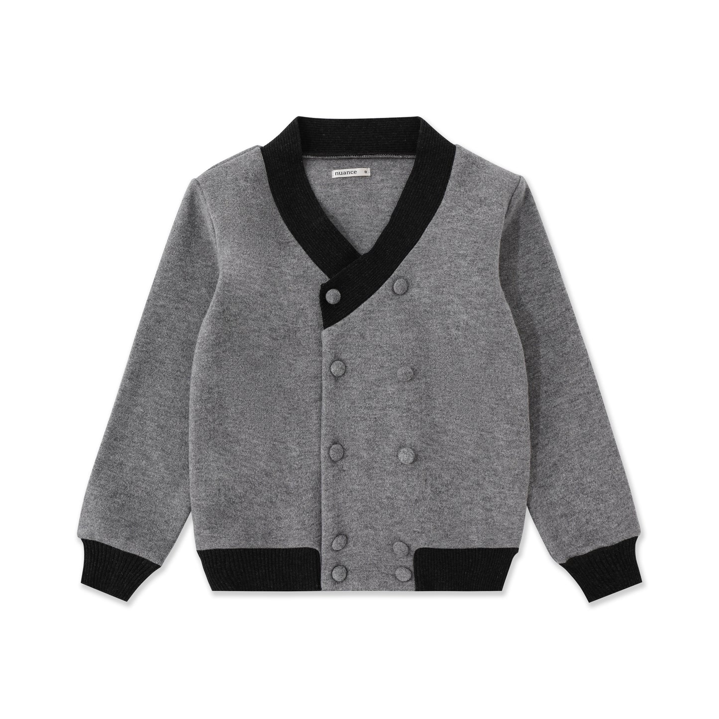 Boys’ Stretch Knit Cardigan — Tweed Look 524 Light Grey / 14