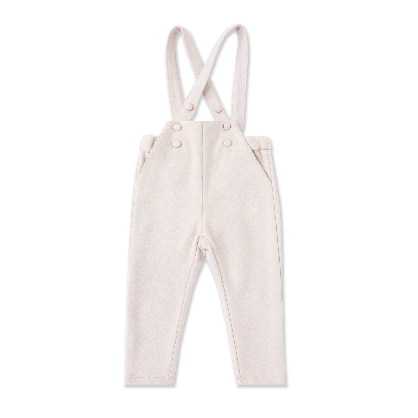 Baby Suspender Ponte Pants — Stretch Tweed Knit 526 Beige / 612