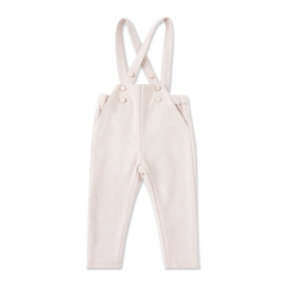 Baby Suspender Ponte Pants — Stretch Tweed Knit 526 Beige / 612