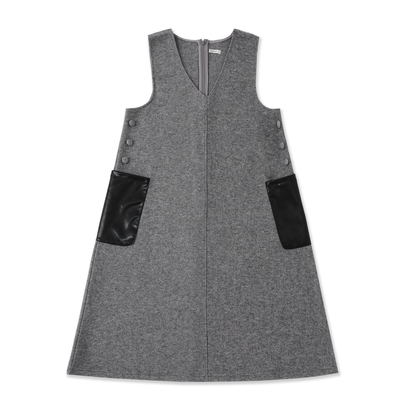 Girls’ Button-Side Jumper Dress — Stretch Tweed Knit 527 Light Grey / 14