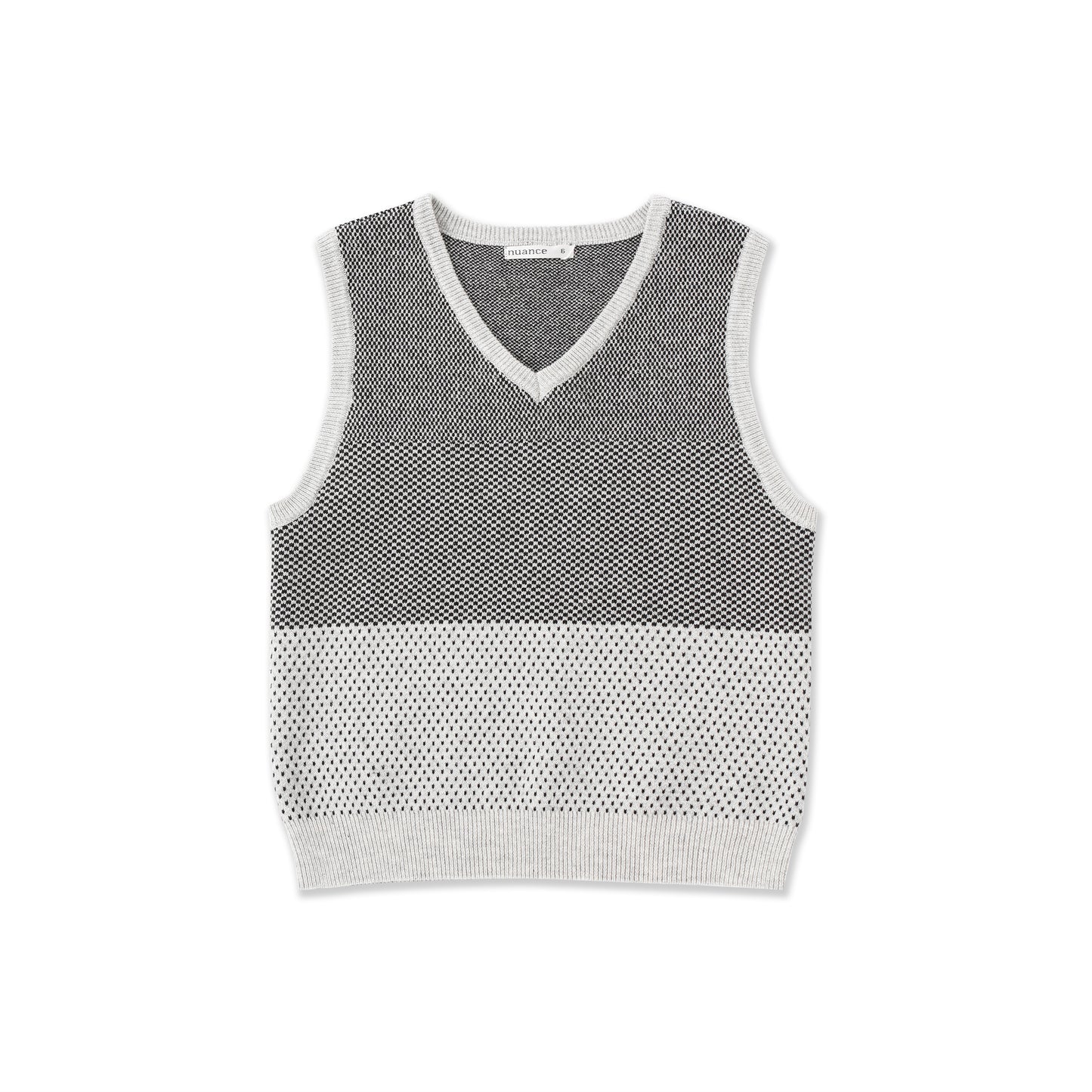 Sleeveless Vest — Textured Tweed Knit 529 Black / 12