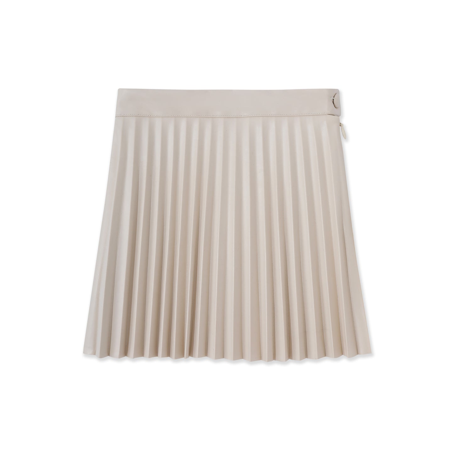 Pleated Faux Leather Skirt 531 Cream / 18