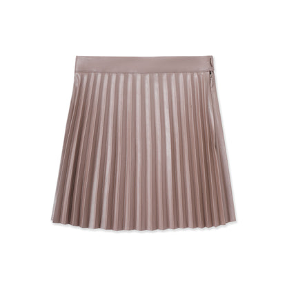 Pleated Faux Leather Skirt 531 Pink / 18
