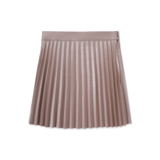 Pleated Faux Leather Skirt 531 Pink / 18