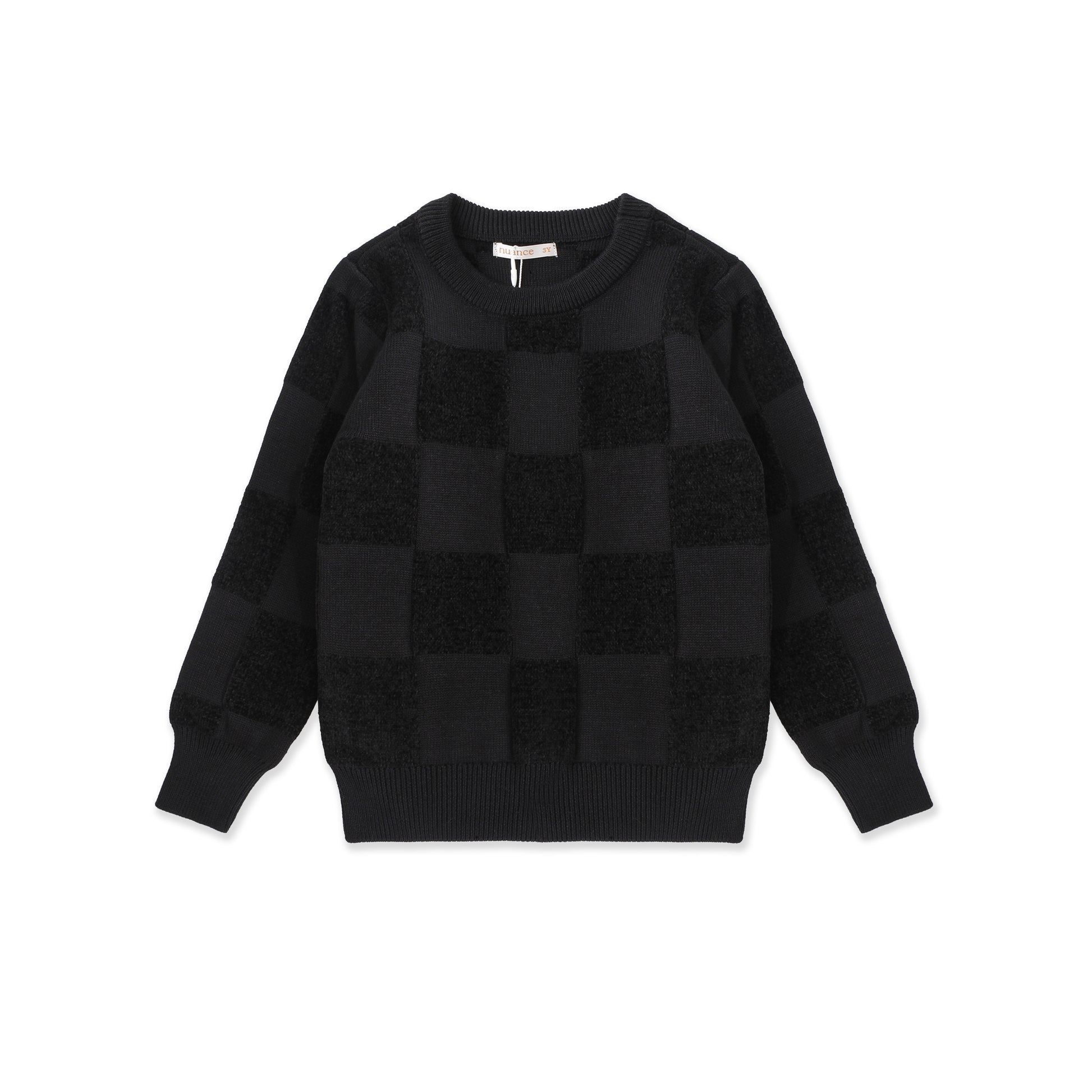Chenille Check Sweater 532 Black / 16