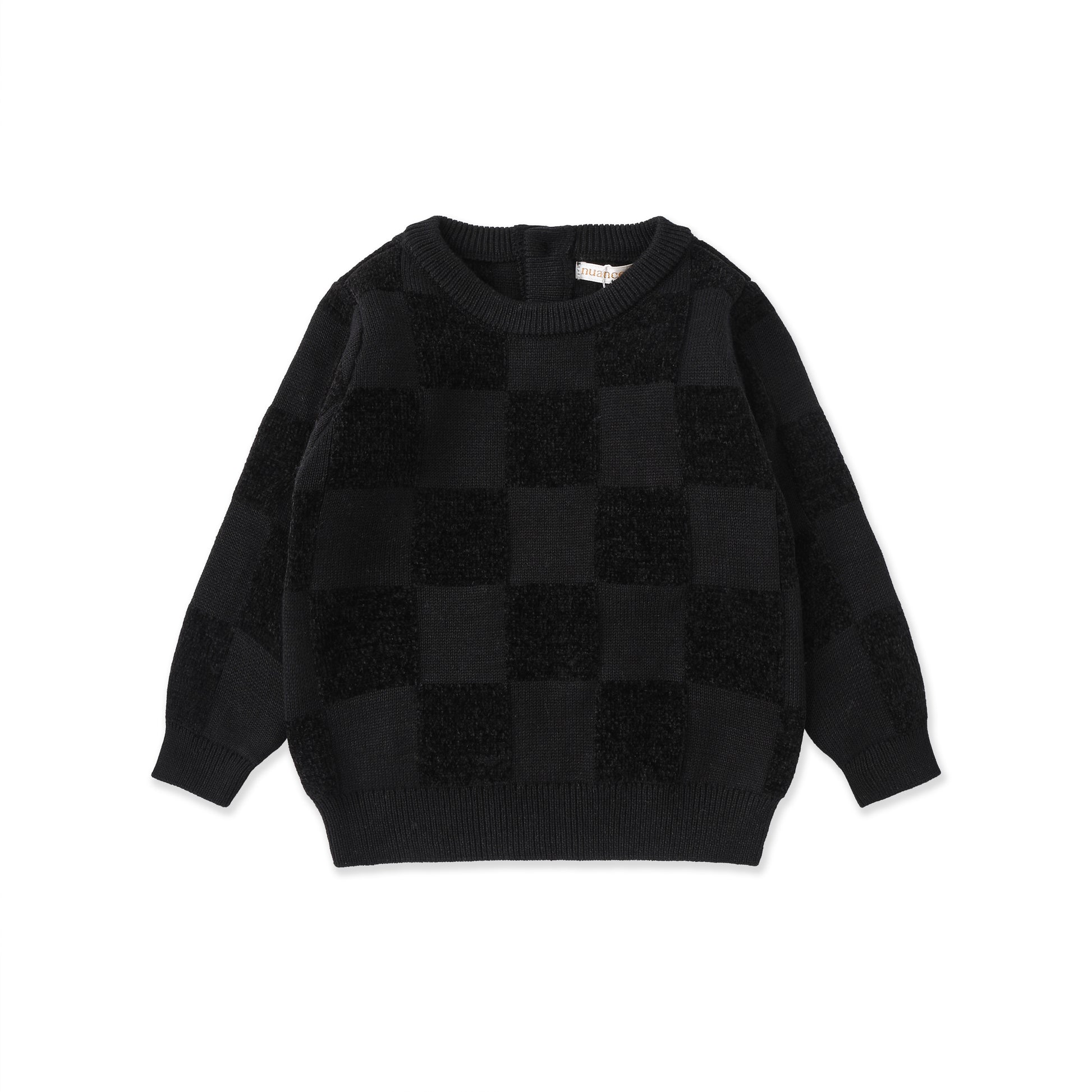 Chenille Check Sweater — Baby 533 Black / 3-6M