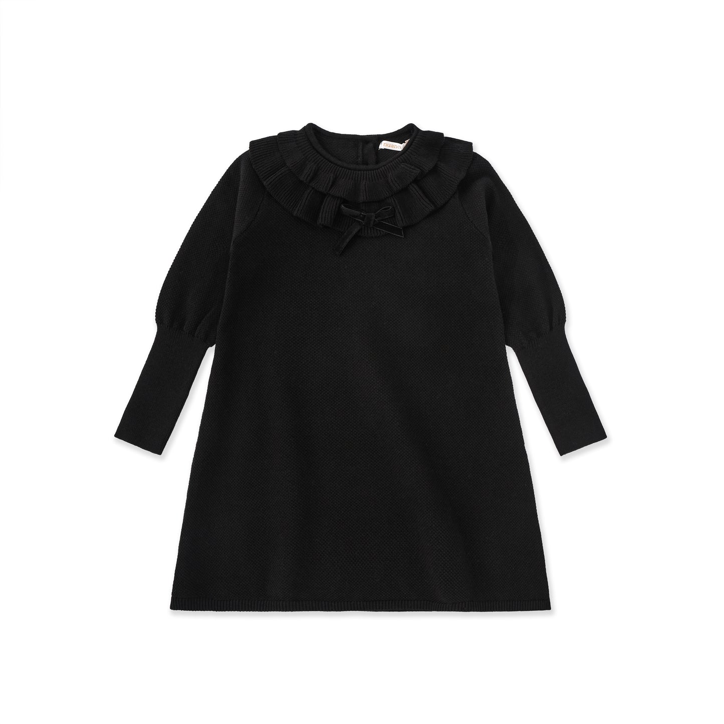 Bow Trim Chenille Dress 536 Black / 14