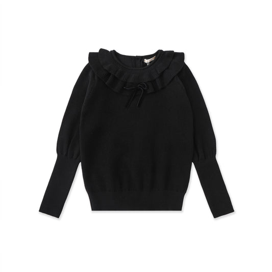 Chenille Contrast Sleeve Sweater 537 Black / 16