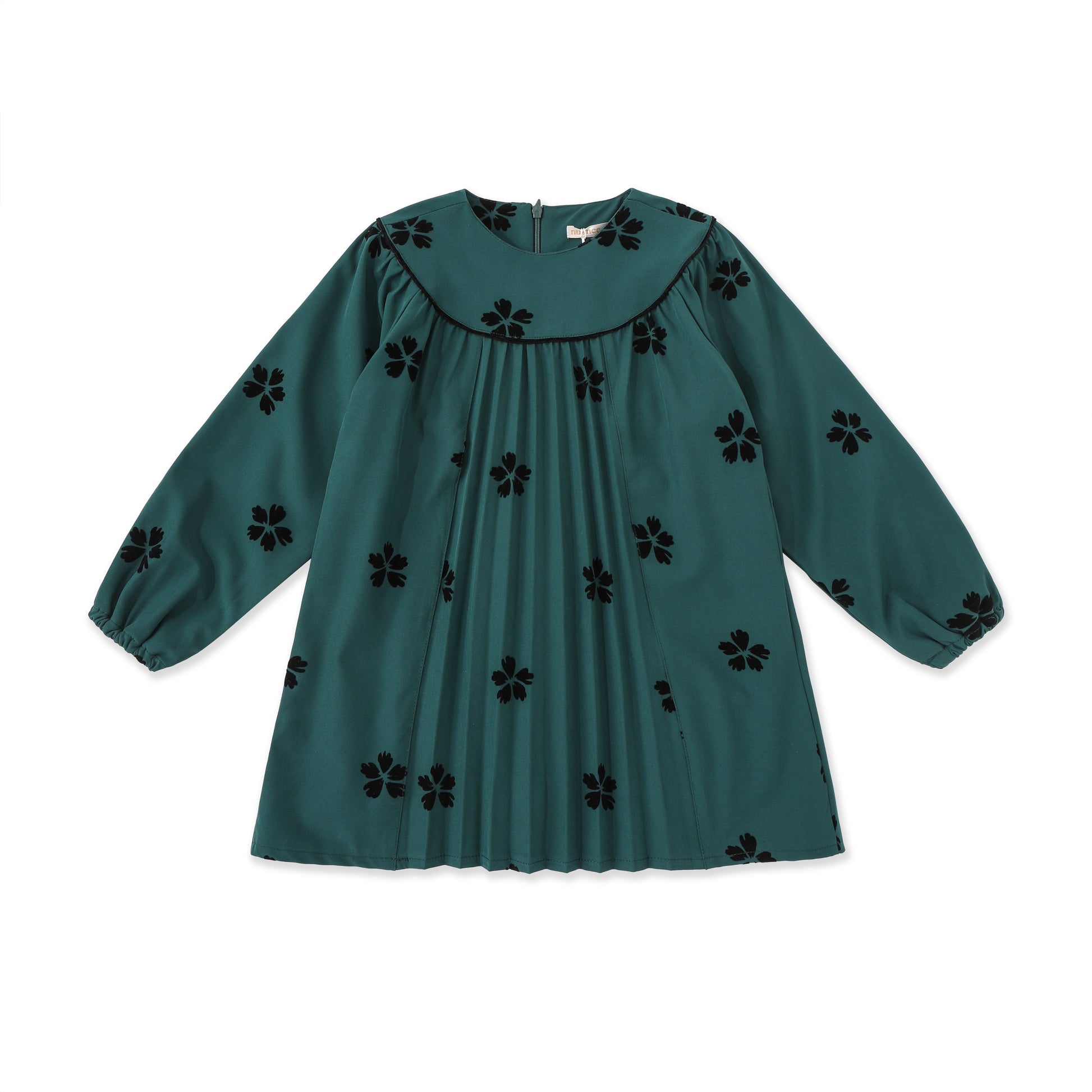 Flocked Floral Panel Dress 538 Green / 14