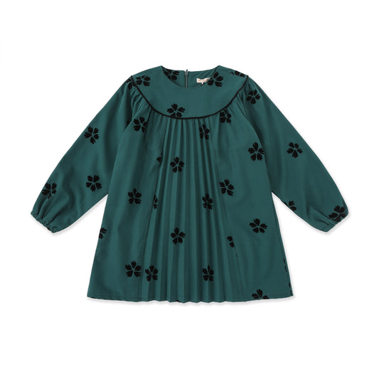 Flocked Floral Panel Dress 538 Green / 14