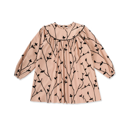 Flocked Floral Panel Dress 538 Brown / 14