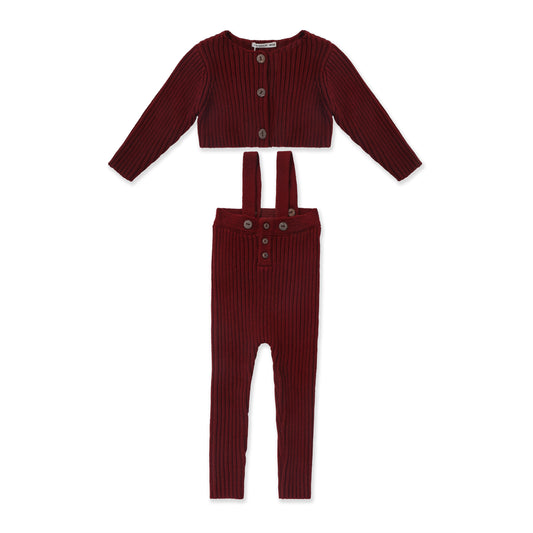 Knitted overall with cardigan 005 Maroon / 912