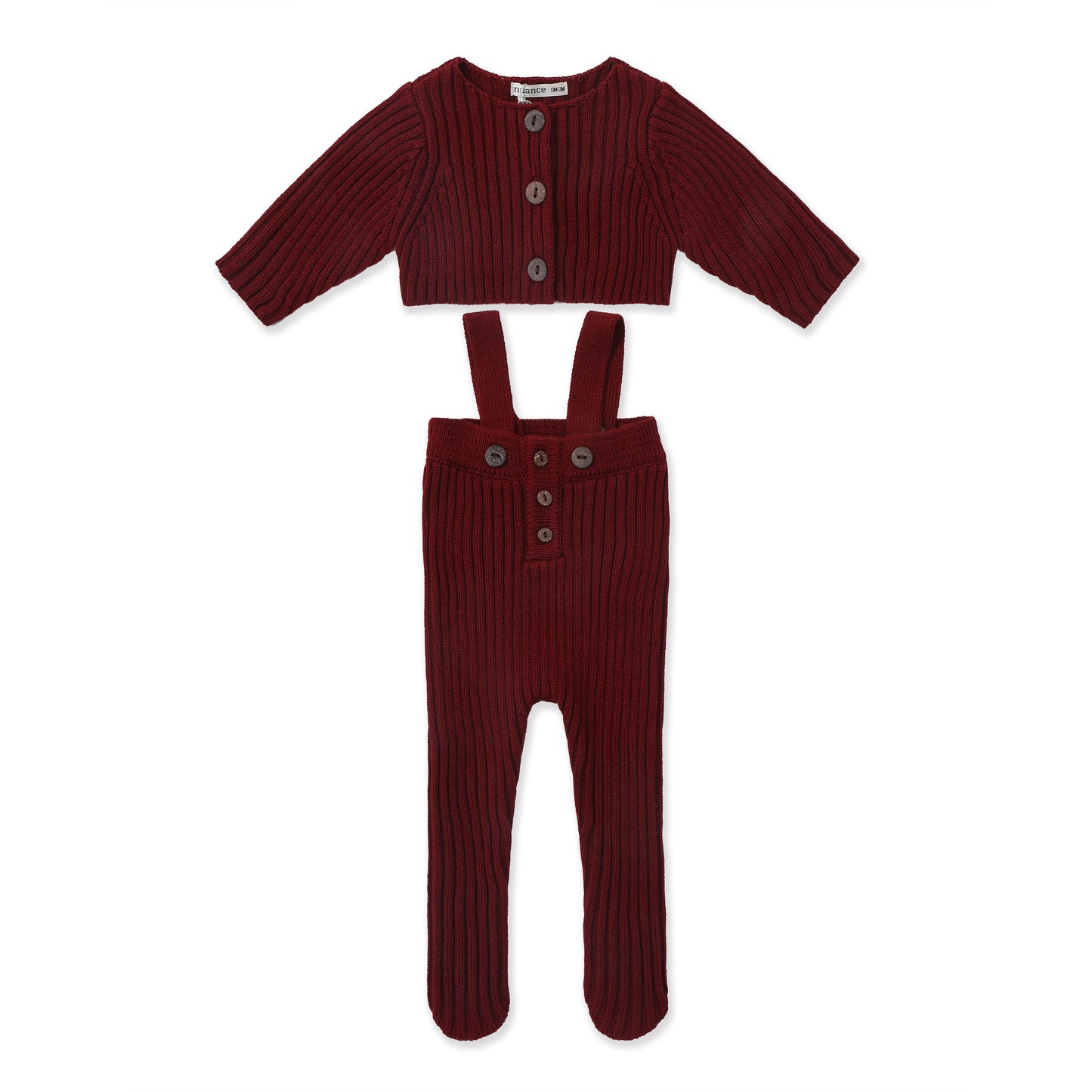 Knitted overall with cardigan 009 Maroon / 0-3