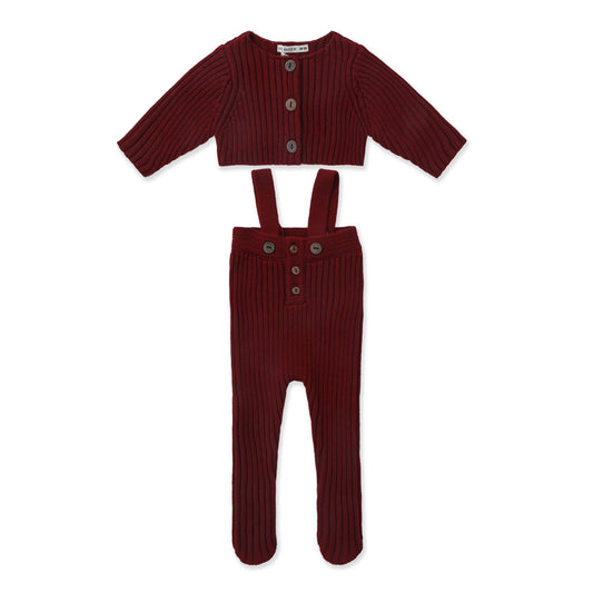 Knitted overall with cardigan 009 Maroon / 0-3