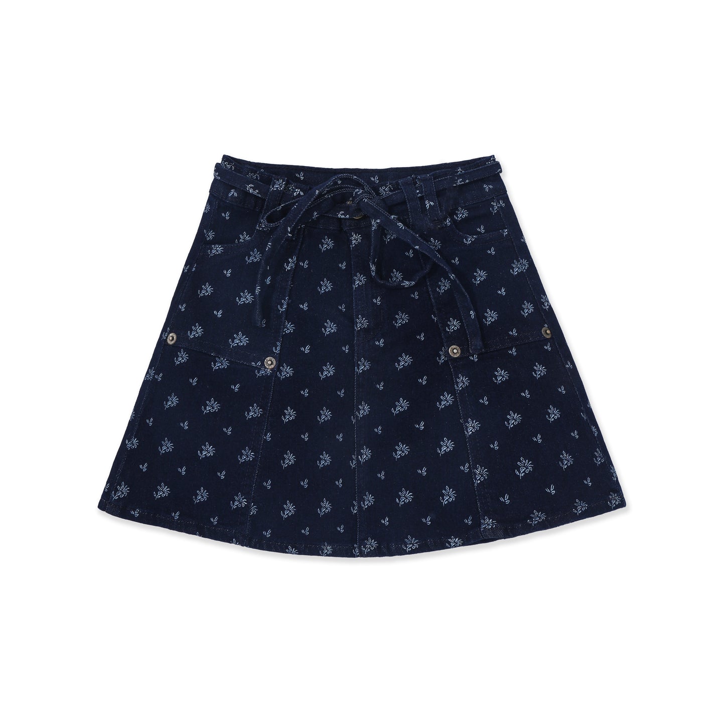 Printed Denim Skirt 037 Dark Denim / 14