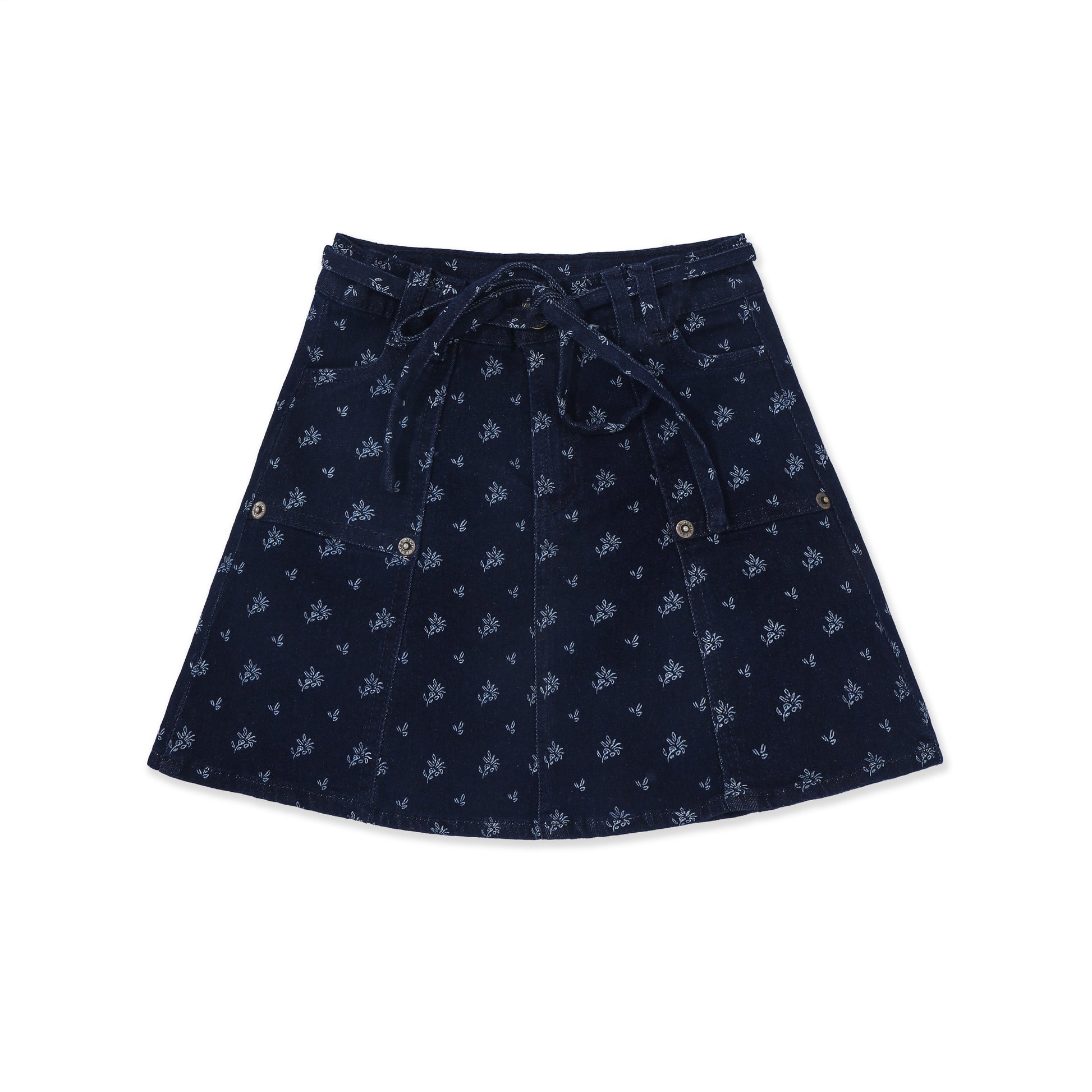 Printed Denim Skirt 037 Dark Denim / 14