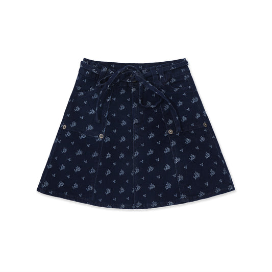 Printed Denim Skirt 037 Dark Denim / 14