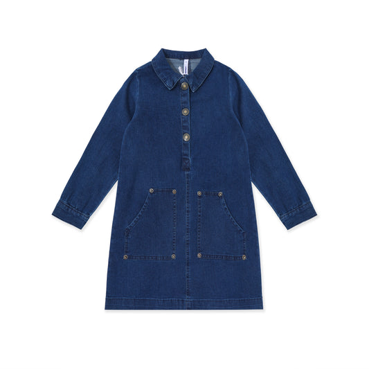 Cross-Strap Belted Denim Jumper 042 Dark Denim / 12