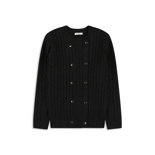 Cable Knit Pullover Sweater 046 Black / 16