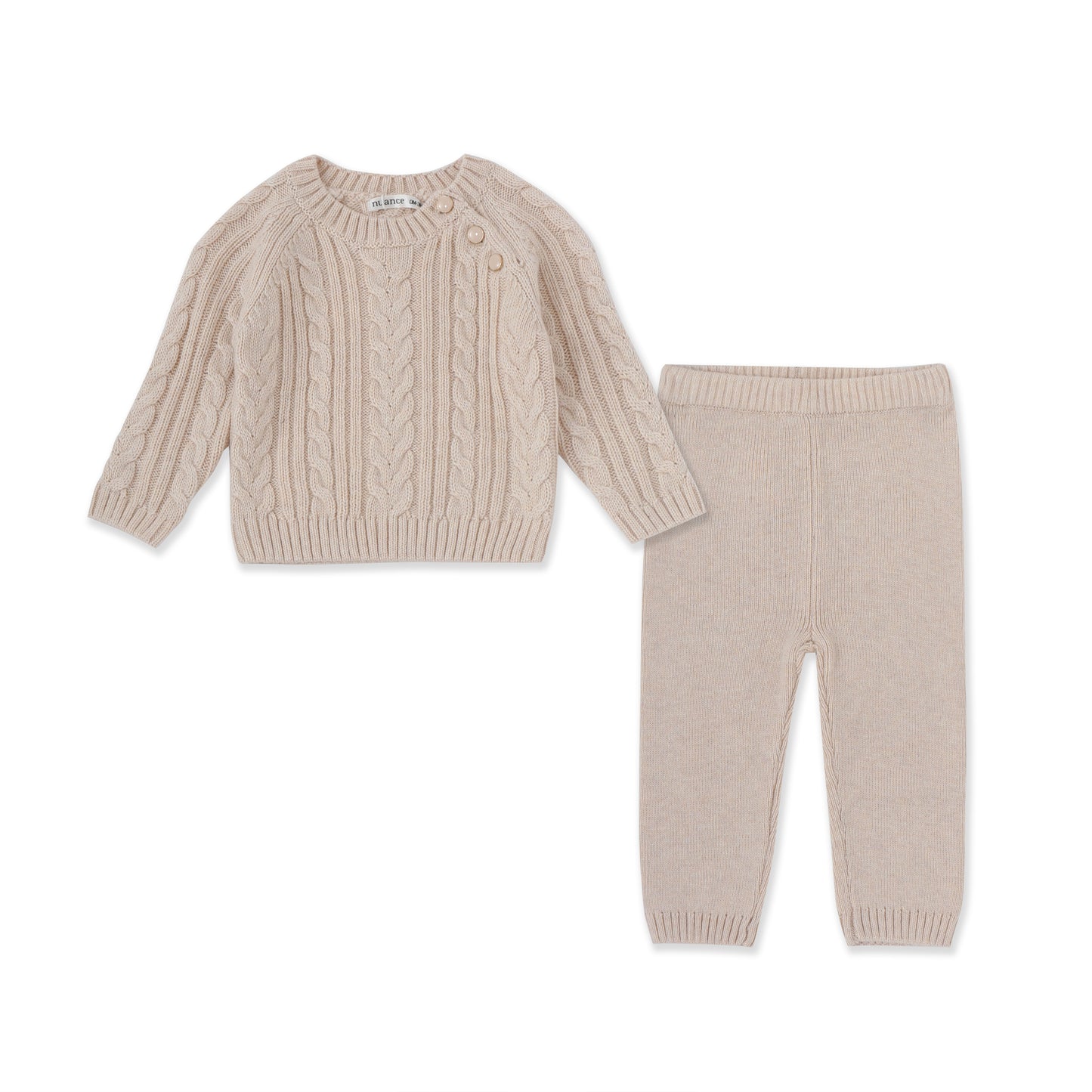 Ribbed Knit Two-Piece Lounge Set 047 Cream / 0-3