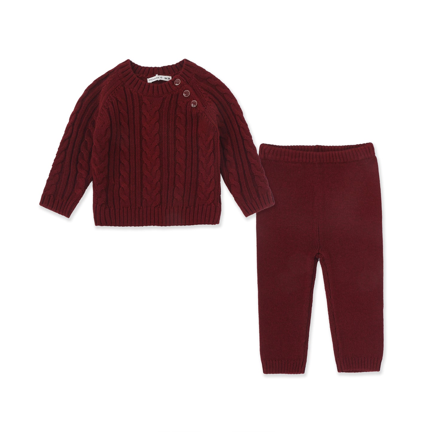 Ribbed Knit Two-Piece Lounge Set 047 Maroon / 0-3
