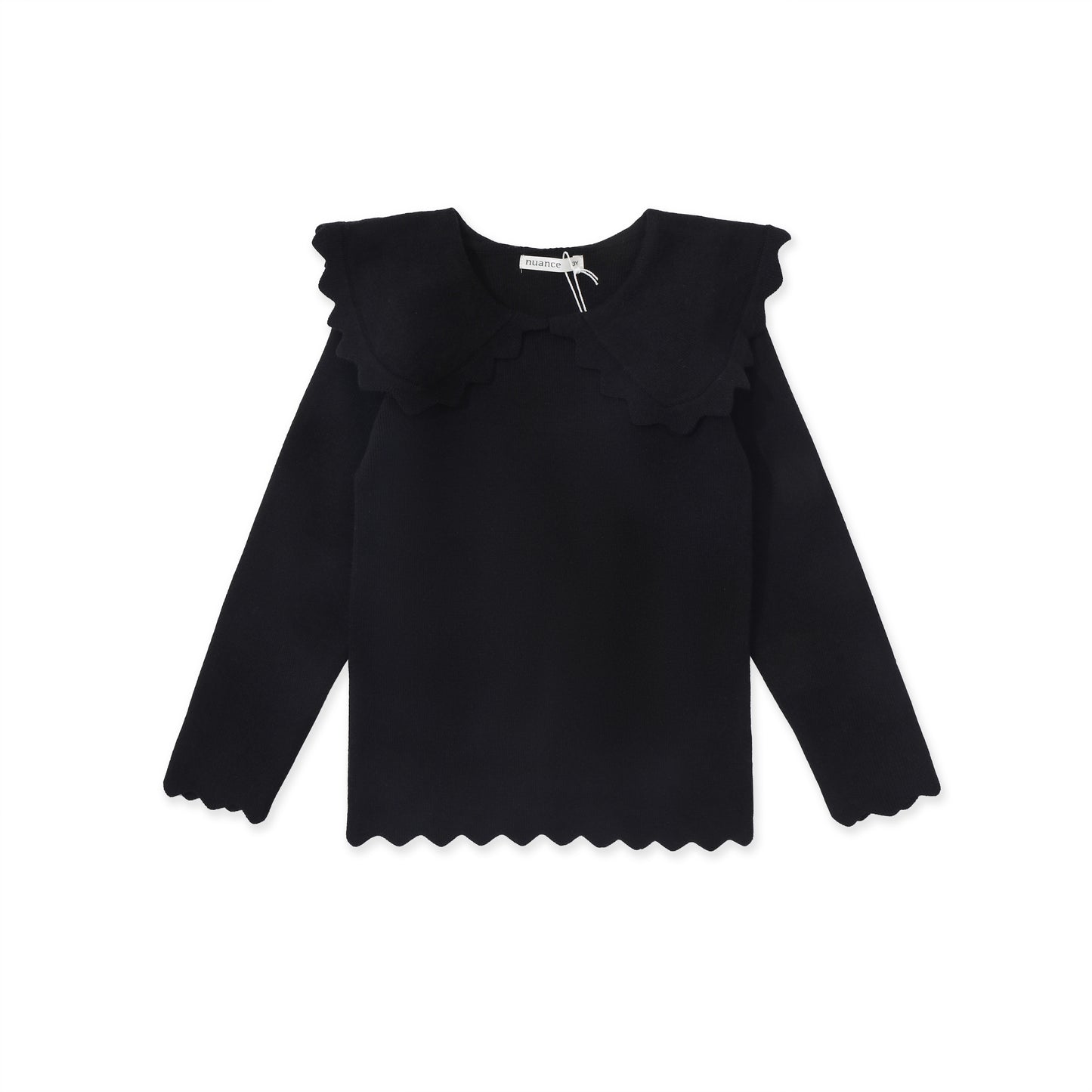 Scallop Collar Knit Top 048 Black / 16