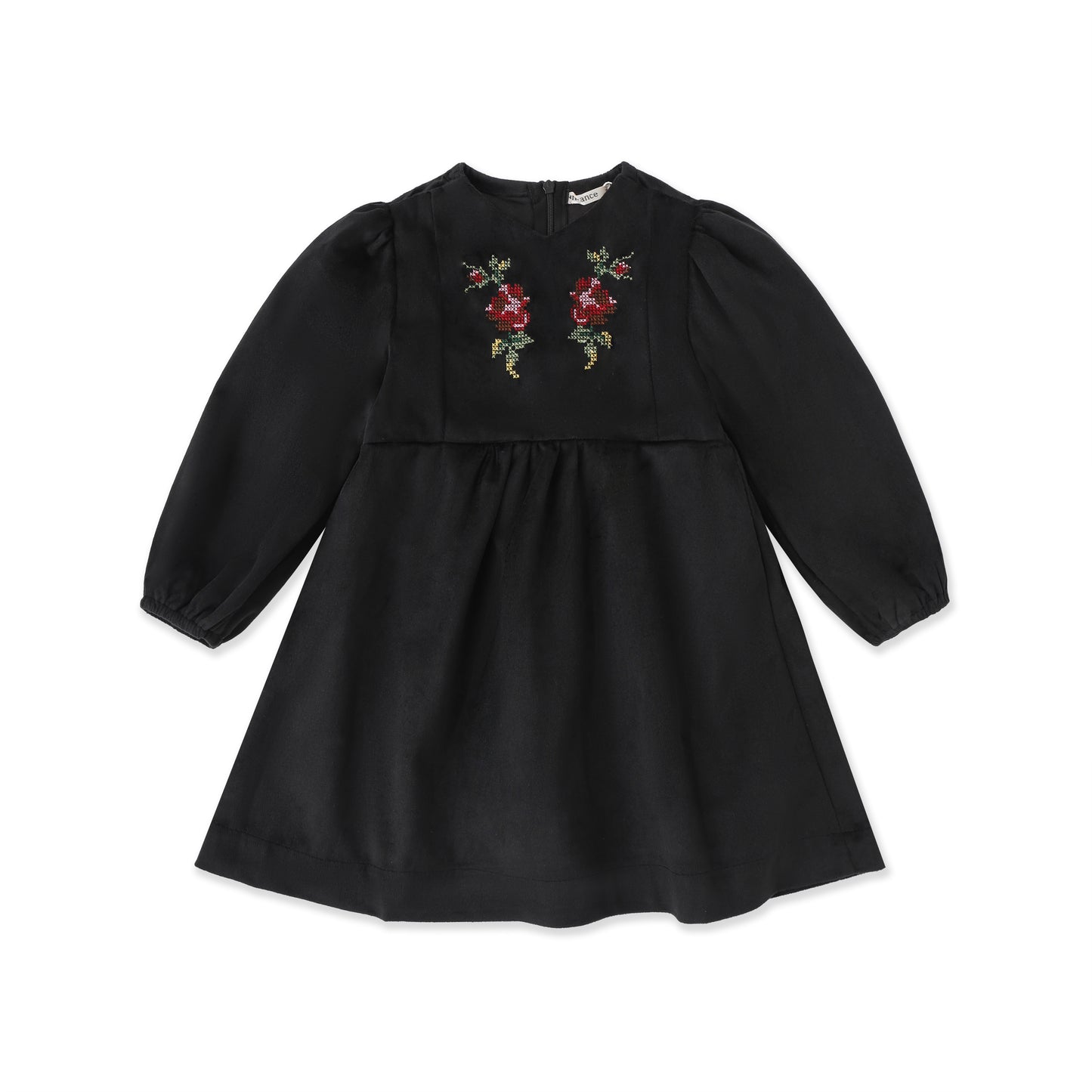 Embroidered Velvet Dress 049 Black / 14