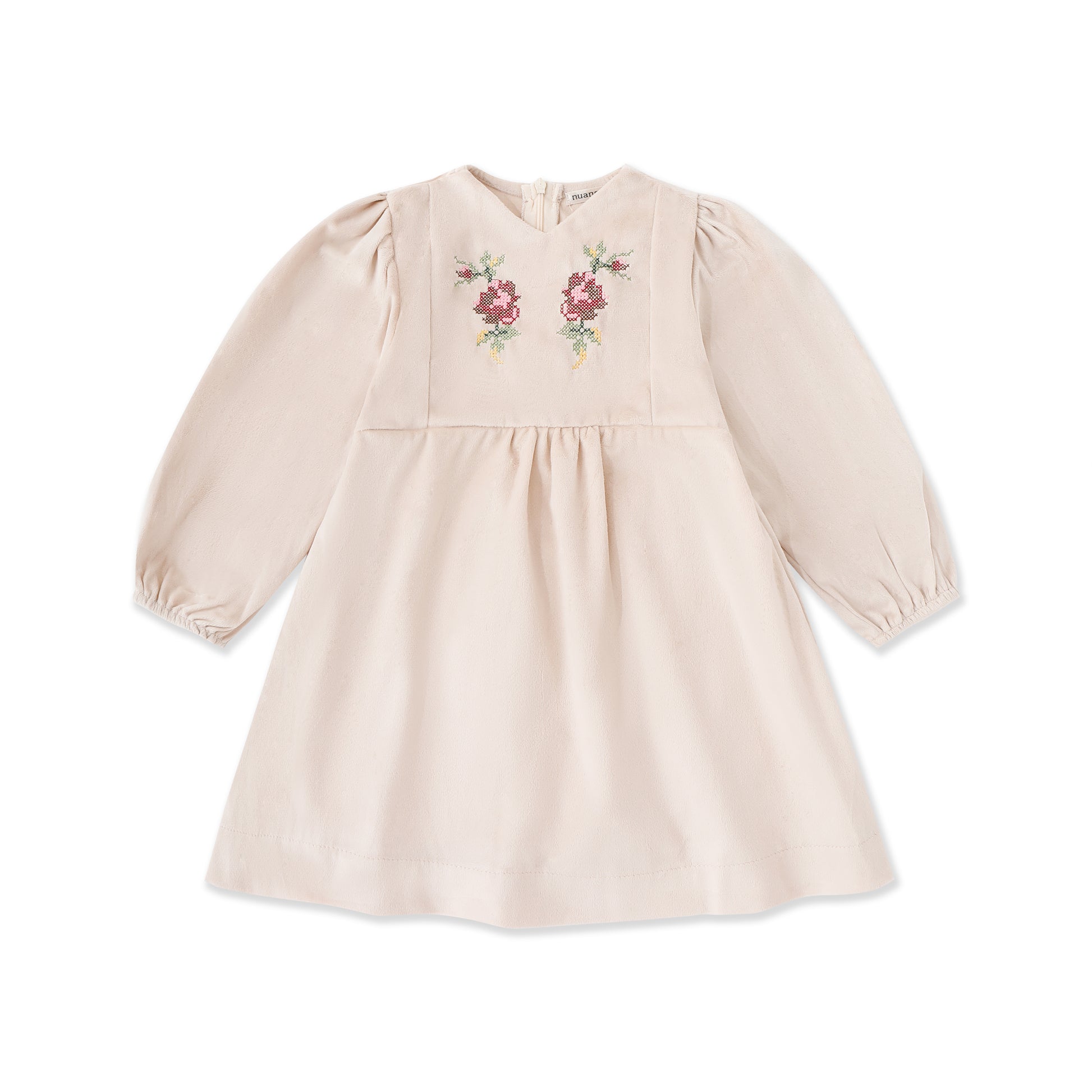 Embroidered Velvet Dress 049 Cream / 14