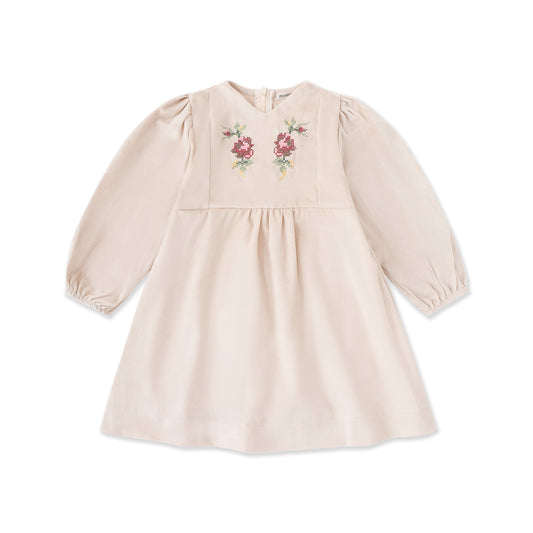 Embroidered Velvet Dress 049 Cream / 14