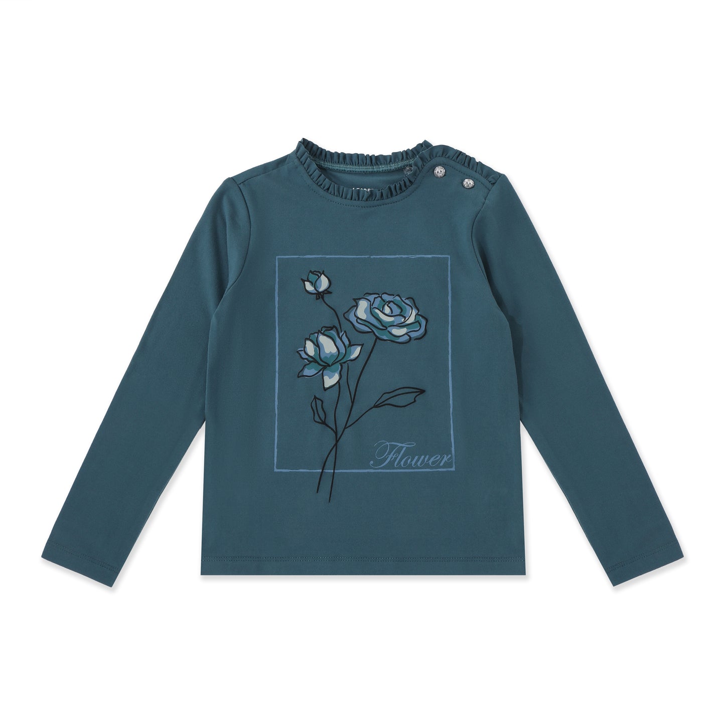 Floral Patch Long Sleeve Tee 000 Teal / 12