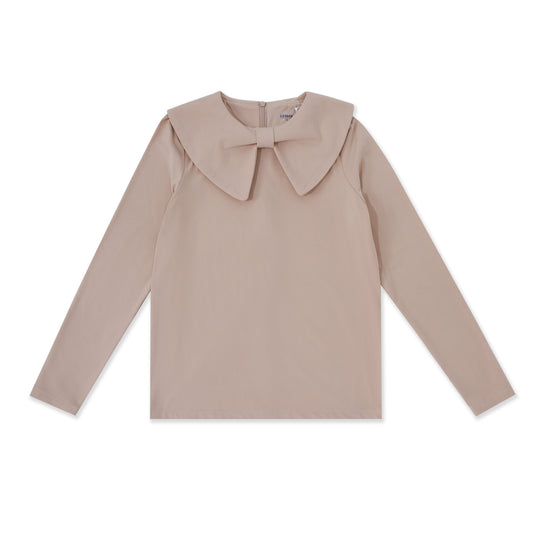 Bow Detail Ribbed Tee 004 Beige / 18